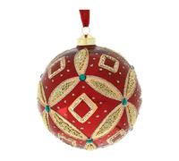 Hervit art. 30105 sfera vetro soff. dec. rombo dia. 12cm rossa