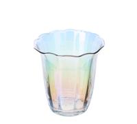 Hervit Box 2 Bicchieri in Vetro Fleur per Acqua Effetto Iridescente con Scatola Regalo - Bicchieri Acqua, Tavola Elegante, Mise en Place - 10x10cm - 320ml