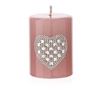 Hervit Candela Laccata con Cuore in Strass - Moccolo con Simbolo Amore e Purezza per Cerimonie Matrimonio Segnaposto Bomboniera Nascita Battesimo Comunione Ø6x8cm (Rosa)