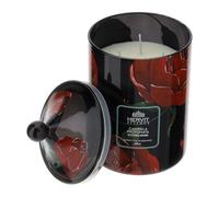 Hervit Candela Profumata Baccarat in Vetro Nero con Rose e Coperchio Profumazione Saturn Rose con Scatola Regalo 2 Colori 2 Dimensioni - Candela in Contenitore Design Elegante - Ø9,5xH18cm 520g