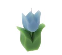 Hervit Candela Tulipano Blu - Scatola Regalo con Nastro Organza Blu - 4 Colori - Candela di Cera, Candela a Fiore, Segnaposto Elegante, Candele Decorative - 6x3x8,5cm