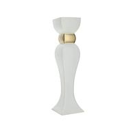 Hervit Candelabro Porta Candela in gres Bianco e Oro Effetto Opaco h 32 cm