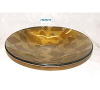 HERVIT CIOTOLA VETRO 65188 18X4CM ORO DEC.FOGLIA ORO CASAFASHIONITALIA