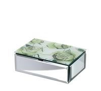 Hervit Cofanetto in Legno con Vetro a Specchio Rose Baccarat Verdi, Interni in Velluto con Scatola Regalo - Diversi Colori - Portagioielli, Portagioie con Specchio, Regalo Ragazza - 15x10x5cm