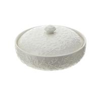 Hervit Contenitore/Ciotola in Porcellana Bianca con Rose in Rilievo Romance D20xH10.5 cm