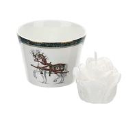 Hervit Contenitore Porcellana New Bone con Candela Rosa 7X5CM