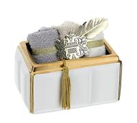 Hervit CONTENITORE RETTANGOLARE BIANCO/ORO 16X11X8CM
