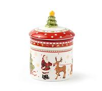 Hervit Contenitore X'Mas Porcellana Diametro 9,5 cm x Altezza 14 cm, Classico, CONTAINER, FOOD_STORAGE_CONTAINER, 524016031, 3473272031
