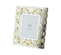 Hervit Cornice da Tavolo, portafoto in Vetro Giallo/Argento con Pietre Byzantium 24x29 cm