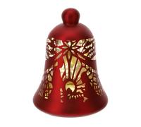 Hervit Lampada Campana Rossa in Vetro con Decoro Natività Funzionamento a Batterie con Scatola Regalo - Luce da Tavolo Natalizia con Stelle Cadenti - Regalo Natale - Atmosfera Natale - Ø12xh17cm