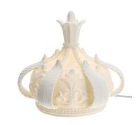 Hervit Lampada Corona in Porcellana Biscuit, Luce LED con Scatola Regalo - 3 Dimensioni - Lampada Comodino - Luce da Tavolo Cavo da 1,5 mt - Idea Regalo - Atmosfera Cozy Shabby Chic - Ø26x25cm