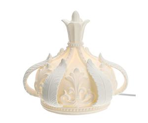 Hervit Lampada Corona in Porcellana Biscuit, Luce LED con Scatola Regalo - 3 Dimensioni - Lampada Comodino - Luce da Tavolo Cavo da 1,5 mt - Idea Regalo - Atmosfera Cozy Shabby Chic - Ø26x25cm