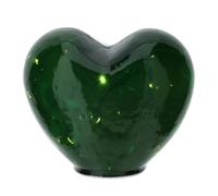 Hervit Lampada LED Cuore Verde con Pois Bianchi in Vetro Soffiato in 3 Colori - Scatola Regalo - Luce da Tavola - Luce da Comodino Senza Fili Decorazione Natale Regalo Natale Bomboniera- 15x12,5cm