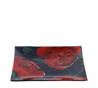 Hervit Piattino Svuotatasche in Vetro Nero con Rose Rosse Baccarat - Scatola Regalo 2 Dimensioni 2 Colori - Svuota Tasche Porta Oggetti Arredo - Bomboniera Laurea Matrimonio Compleanno - 20x20cm