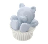 Hervit Royal Class Orsetto Blu con Pirottino in Porcellana Dipinto a Mano - 2 Colori - Scatola Regalo - Cupcake Orsetto Bomboniera Nascita Bambino - Bomboniera Battesimo Compleanno - 6,5x6,5cm