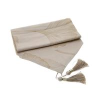 Hervit Runner Beige con Ricami Floreali di Ginkgo Oro in Jacquard con Nappine e Scatola Regalo - Vari Colori - Tovaglia Decorazione Tavola Sala Pranzo - Bomboniera Elegante Matrimonio - 33x180cm