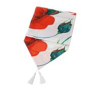 Hervit Runner Bianco e Rosso in Poliestere con Rose Rosse e Nappine Bianche e Scatola Regalo - Tovaglia Decorazione Tavola Sala da Pranzo - Bomboniera Laurea Matrimonio Compleanno Natale - 33x180cm