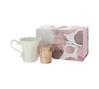 Hervit Set Candela Profumata con Tazza Mug in Porcellana in Box Regalo Botanic - Scatola Regalo con Tazza da Te 270ml e Candela al Biscotto 70gr - 4 colori differenti (Rosa)