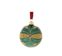 Hervit Sfera di natale Fleur in vetro verde/oro 2 varianti(1 unità) MISURA: D10 cm