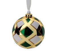 Hervit Sfera Vetro Soffiato Pattern Geometrico Boreale Rhombus Gancio Porcellana - Scatola Regalo - 13 Fantasie 3 Dimensioni 3 Colori - Palla Addobbo Albero Natale - Decorazione Natalizia - Ø10cm