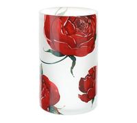 Hervit Vaso Baccarat in Vetro Frozen Bianco e Rose Rosse con Scatola Regalo - 2 misure e 2 colori - Elegante Vaso in Vetro Arredamento Design Moderno Vaso Fiori da Interno Vasi da Tavola - Ø12x20cm