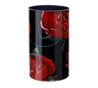 Hervit Vaso Baccarat in Vetro Nero e Rose Rosse con Scatola Regalo - 2 misure e 2 colori - Elegante Vaso in Vetro Arredamento Design Moderno Vaso Fiori da Interno Ciotola da Tavola - Ø12x20cm