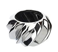 Hervit Vaso Decorativo Tecno Ceramica Effetto Ondulato Argento Lucido Ø18x11 cm