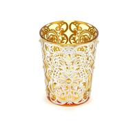 Hervit Vaso in Vetro Argento/Giallo con Pietre Bisanzio D13xH15.5 cm