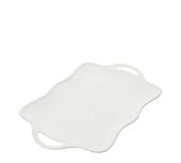 Hervit Vassoio Rettangolare con Manici Porcellana Bianca Decoro Alloro 48x30 cm