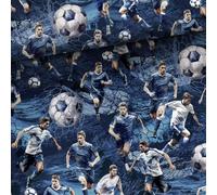 Herz Stoffe Österreich Tessuto da cucito per bambini, 100% cotone: 1 m, tessuto di cotone premium con calciatore su blu, 987258