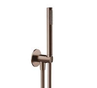 Herzbach Design iX PVD set doccia con presa d'acqua e supporto, 1 tipo di getto, 21.914400.1.39, Design iX PVD copper steel [Rubinetteria Bagno > Set Doccia]
