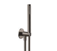 Herzbach Design iX PVD set doccia con presa d'acqua e supporto, 1 tipo di getto, 21.914500.1.40, Design iX PVD black steel [Rubinetteria Bagno > Set Doccia]
