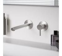 Herzbach Design iX rubinetto lavabo a parete, 17.139745.1.09, Design iX acciaio inox spazzolato [Rubinetteria Bagno > Rubinetteria Lavabo]