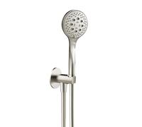 Herzbach Living Spa iX set doccia con presa d'acqua e supporto, 3 tipi di getto, 17.914700.1.09, Living Spa iX acciaio inox spazzolato [Rubinetteria Bagno > Set Doccia]