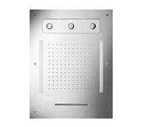Herzbach Living Spa soffione doccia, 3 tipi di getto, 11.663480.2.09, Living Spa; Living Spa iX acciaio inox spazzolato [Rubinetteria Bagno > Soffioni Doccia]