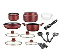 Herzberg - Batteria di Cucina - Set Pentole e Padelle Induzione 17 Pezzi - Alluminio Forgiato con Rivestimento in Marmo - Manico Amovibile - Antiaderente - Tutti i Fuochi - Guanto Incluso - Bordeaux