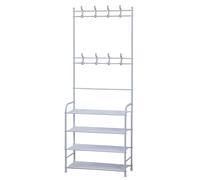 Herzberg HG03367 - Appendiabiti con scarpiera a 4 livelli, 8 ganci robusti, facile da montare, durevole, ideale per ottimizzare lo spazio