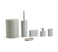 Herzberg, HG04449, Set bagno in bambù 6 pezzi, design moderno ed ecologico, perfetto per interni, dimensione: 6 pezzi, colore: verdesauge