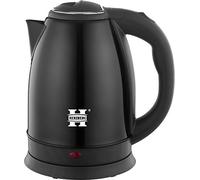 Herzberg HG5011-BK, bollitore elettrico 1.8L INOX senza fili nero, potenza 1500W, base 360°, spegnimento automatico, livello di riempimento esterno, filtro a particolato, indicatore di accensione