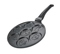 Herzberg, HGCP267ANL - Padella per pancake e tortini con 7 motivi animali, ideale per cottura sana, resistente ai graffi, facile da pulire, 26 cm, nero