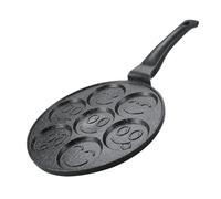 Herzberg,HGCP267SML, Padella per crêpes 26 cm con 7 motivi smiley emoji, Ideale per Cucina Sana, Resistente ai Graffi, Facile da Pulire, colore argento