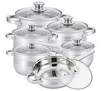 Herzberg induzione - Set di pentole e Padella Tutti i fuochi - Batteria di Cucina 12 Pezzi in Acciaio Inossidabile HG1241