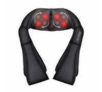 Herzberg Massaggiatore Cervicale e Spalle Shiatsu con Calore 4 Nodi, Nero | 4 nodi impastamento profondo, forma a U ergonomica, 12 V / 24 W, protezione surriscaldamento, CE RoHS GS