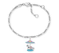 Herzengel Bracciale da bambina in argento sterling con ciondolo smaltato, chiusura a moschettone, lunghezza regolabile, senza nichel, Eine Grösse, Argento sterling, Nessuna pietra preziosa
