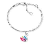 Herzengel Bracciale da bambina in argento sterling con ciondolo smaltato, chiusura a moschettone, lunghezza regolabile, senza nichel, Eine Grösse, Argento sterling, Nessuna pietra preziosa