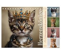 Herzenskönige - KI Geburtstagskalender für unsere Bediensteten (Tischkalender 2026 DIN A5 quer), CALVENDO Monatskalender: Zuckersüße Kitten mit prächtigen Kronen.