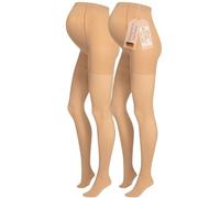 Herzmutter Calze Maternita 50DEN OekoTex semitrasparente Beige Nero 1800 | Collant Premaman - set da 1 e 2 paia