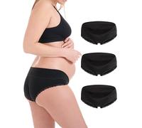 Herzmutter - Slip per Gravidanza - per Donna - Biancheria Intima Premaman - Gravidanza - Mix di Cotone - Set da 1 & 3 Pezzi - 5730 (Nero Pizzo, XXL, 3X)