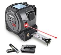 HERZO Metro a Nastro Laser 2-in-1, Strumento di Misurazione Laser 130Ft/40m & Metro a Nastro 16Ft/5m, Digitaledisplay LCD per Pitagora/Misura Distanza/Area/Volume, M/In/Ft, Nastro Auto-bloccante