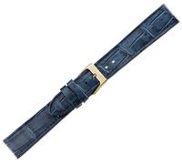 Herzog Italo-Kroko > Cinturino Orologio Blu Scuro > Pelle Con Stampa Coccodrillo